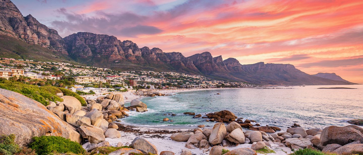 Sunset at Glen Beach with the Twelve Apostles mountain range in the background