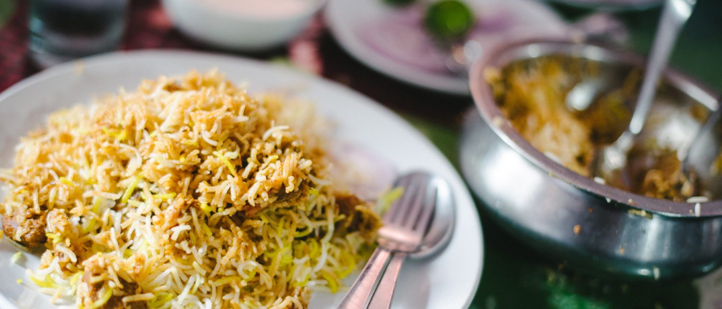 Close-up of an Indian rice dish