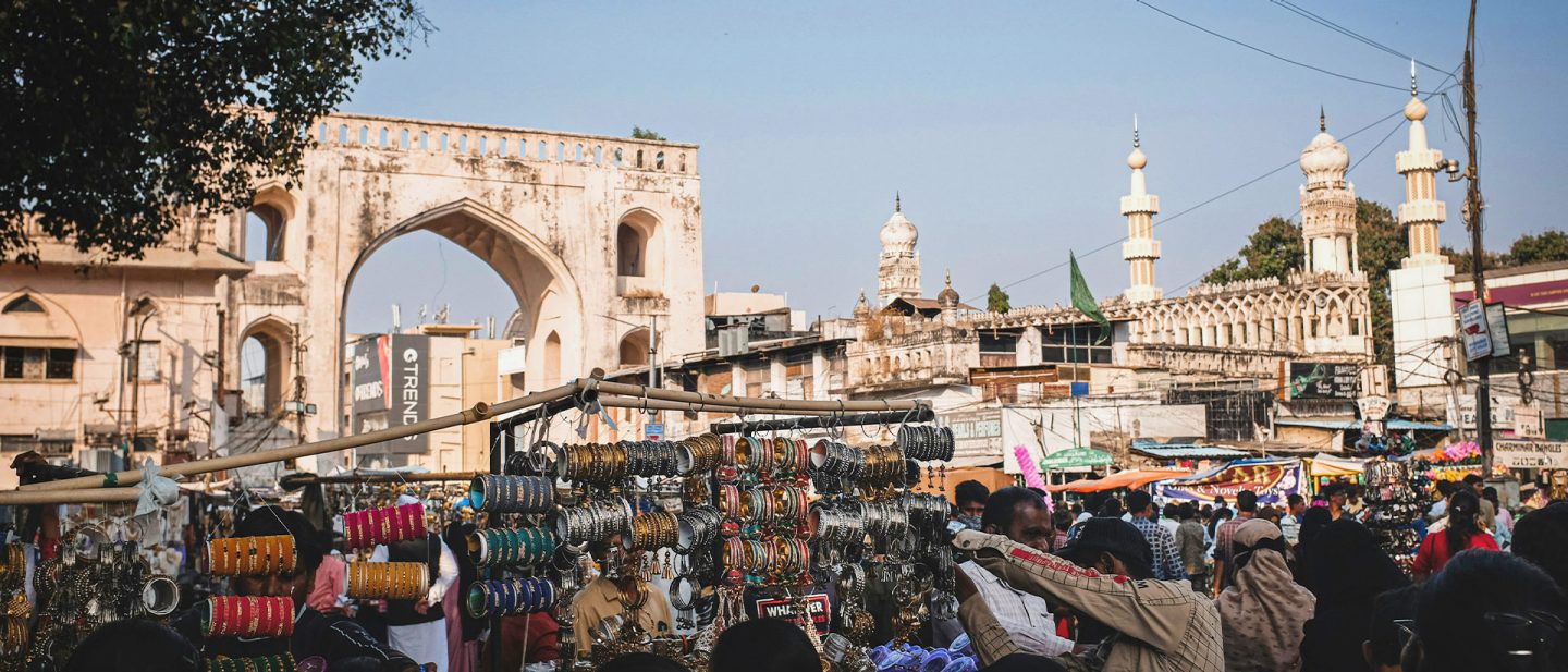 View over the traders and stalls towards Charminar