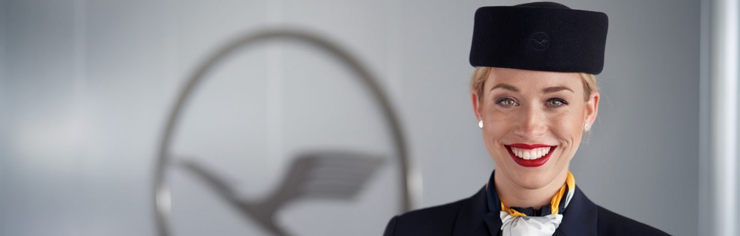 Image of a female Lufthansa flight attendant